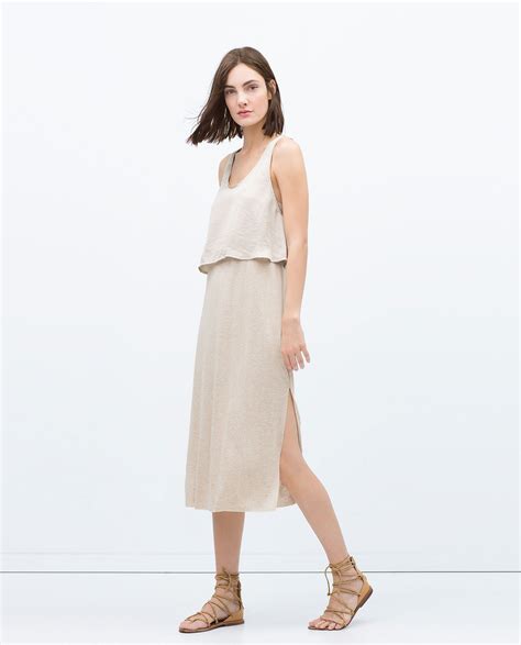 beige dress zara|beige tight dress.